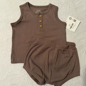Little Planet Brown Ribbed Baby Set 6m nwt